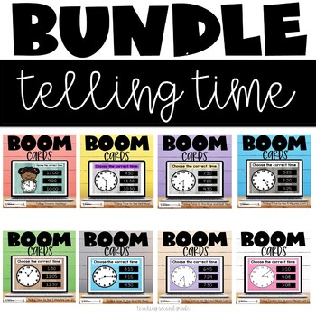 Preview of Telling Time Boom Cards Bundle Distance Learning