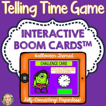 Preview of Telling Time, Boom Cards, Halloween Theme, Advanced, Games