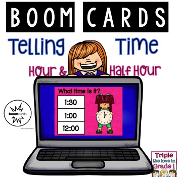 Preview of Telling Time Boom Cards - Hour and Half Hour