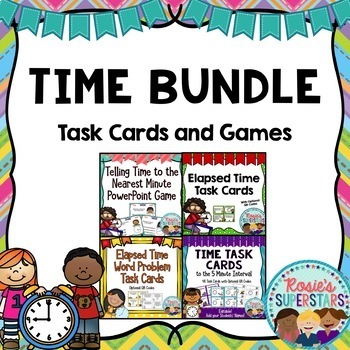 Preview of Telling Time Task Cards and Games Bundle