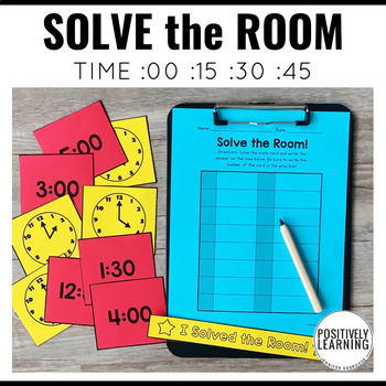 Preview of Telling Time Center for 1st Grade | Solve the Room Math