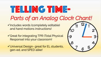 Preview of Telling Time Chant- Parts of an Analog Clock!