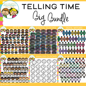 Preview of Telling Time Math Clip Art Bundle