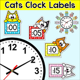 Telling Time Clock Labels - Cat Theme Classroom Decor