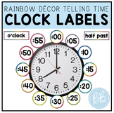 Telling Time Clock Labels | Clock Numbers | Rainbow Decor
