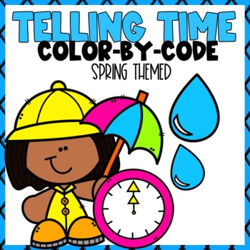 Preview of Telling Time Color-By-Number Spring Themed