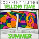 Telling Time Color By Number Worksheets Summer Themed