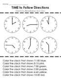 Telling Time Coloring Sheet