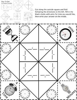 Preview of Telling Time Cootie Catcher/Fortune Teller Make your own times!