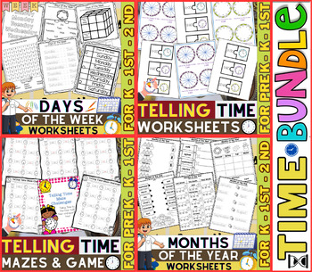 Preview of Telling Time, Days of the Week and Months of the Year Worksheets and Activities