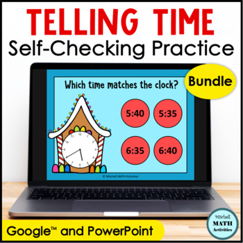 Preview of Telling Time Digital Practice BUNDLE - Gingerbread Edition