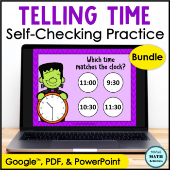 Preview of Telling Time Digital Practice BUNDLE - Halloween Edition