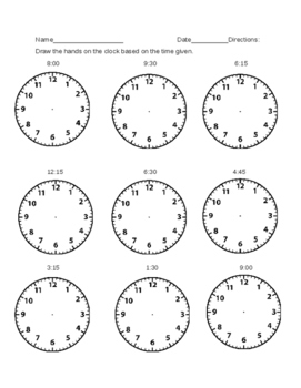 Drawing Hands On A Clock Worksheets Teachers Pay Teachers