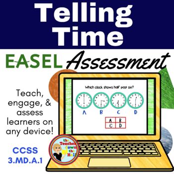 Preview of Telling Time Easel Assessment - Digital Telling Time Activity 