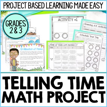Preview of Telling Time & Elapsed Time Real World Math Project | Google Classroom & Print