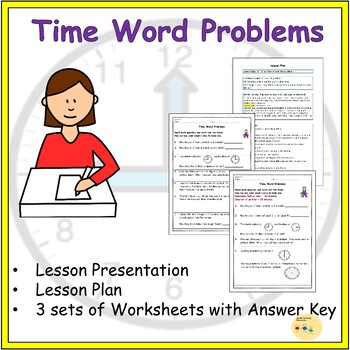 Preview of Telling Time Elapsed Time Word Problems Lesson Plan Worksheets Presentation