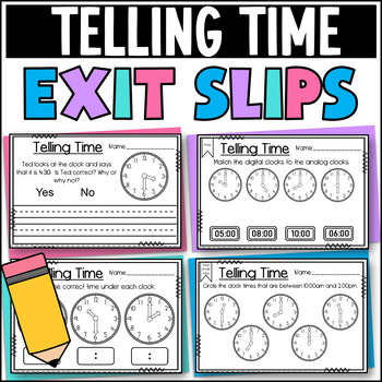Preview of Telling Time Exit Slips: Hour and Half Hour Exit Tickets Assessment Quick Check