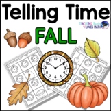 Fall Telling Time Practice Math Worksheets for 2nd Grade a