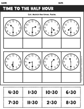 Telling Time (First Grade Cut and Paste Practice) by Today ...