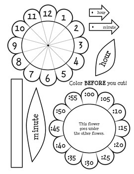 flower clock paper card cleverpatch cleverpatch art craft - flower clock template by brainiac education teachers pay teachers | flower clock template printable