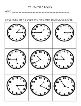 Telling Time Freebie by Crone's Corner | TPT