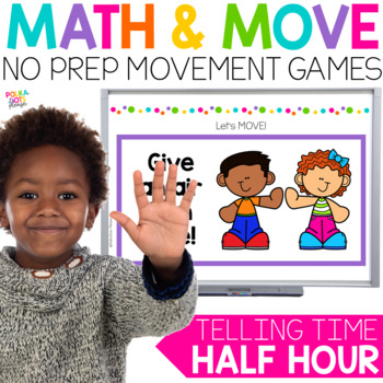 Preview of Telling Time Game | Time to the Half Hour Worksheets | MATH AND MOVE Math Game