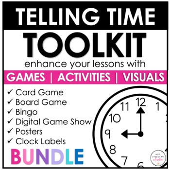 Preview of Telling Time Games BUNDLE - Hour,  Half hour,  quarter hour & nearest 5 minutes