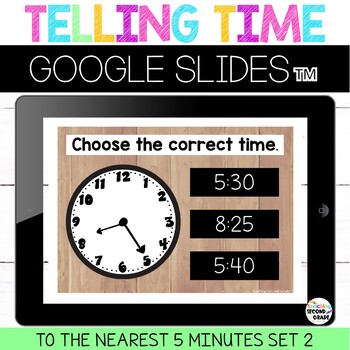 Preview of Telling Time Google Slides™ to the Nearest 5 Minutes Set 2