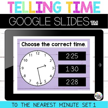 Preview of Telling Time Google Slides™ to the Nearest Minute Set 1