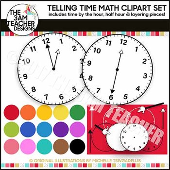 Preview of Telling Time Clock Clip Art Set Over 50 Images!