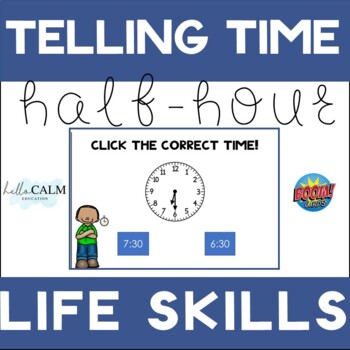 Preview of Telling Time Half Hour Interactive BOOM CARDS