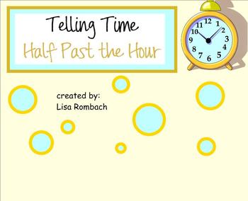 Preview of FREE Telling Time  Half Hour (half past) SmartBoard Lesson
