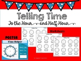 Telling time to the hour and half hour - First and Second 
