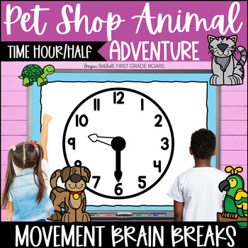 Preview of Telling Time Hour & Half Hour Adventure Activity Movement Break Analog Clock