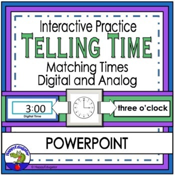 Preview of Telling Time Hour & Half Hour (Digital and Analog) PowerPoint