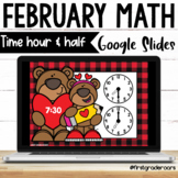 Telling Time Hour & Half Hour February Google Slides 