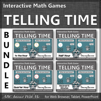 Preview of Telling Time Hour, Half Hour, Quarter Hour & Five Minutes Interactive Math Games