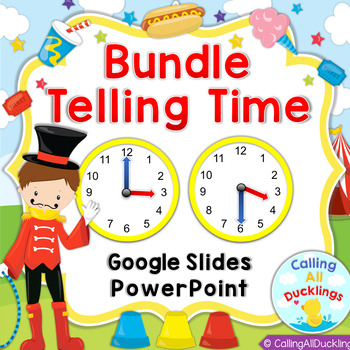 Preview of Telling Time Hour and Half Hour Bundle | PowerPoint | Googles Slides