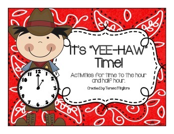Preview of Telling Time ~ Hour and Half Hour ~ Western Theme