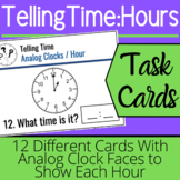 Telling Time Hours Task Cards: PDF and Boom Cards™ Distanc