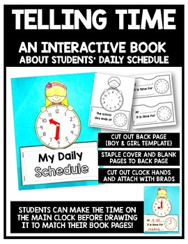 Preview of Telling Time Interactive Clock Book 1.MD.3 (Students' Daily Schedule)