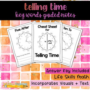 Preview of Telling Time Key Words Guided Notes