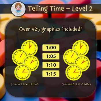 Preview of Telling Time Level 2 (Developing) - Graphics by Bubblegum Brain