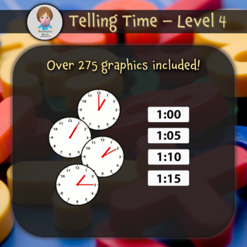 Preview of Telling Time Level 4 (Advanced) - Graphics by Bubblegum Brain