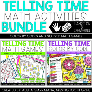 Preview of Telling Time To The Hour, Half Hour, 5 Minutes Worksheets, Games, Activities