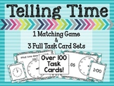Telling Time Match Game and Task Cards Bundle - Common Cor