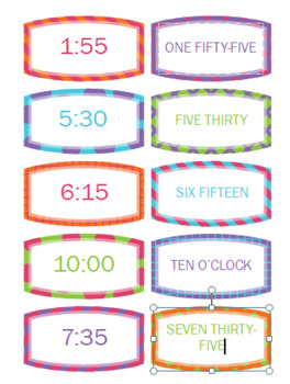 Preview of Telling Time Matching/ Flash Cards