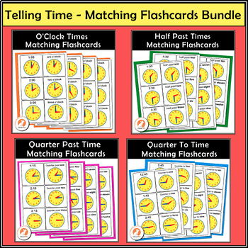 Preview of Telling Time - Matching Flashcards Bundle