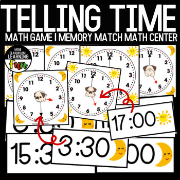 Preview of Telling Time Math Game | Memory Match Math Center Fun