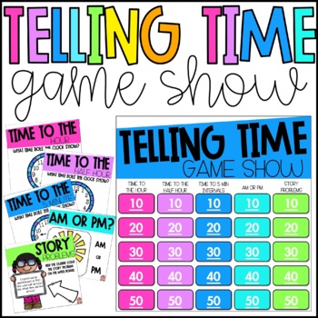 Preview of Telling Time Math Game | Telling Time Test Review Game